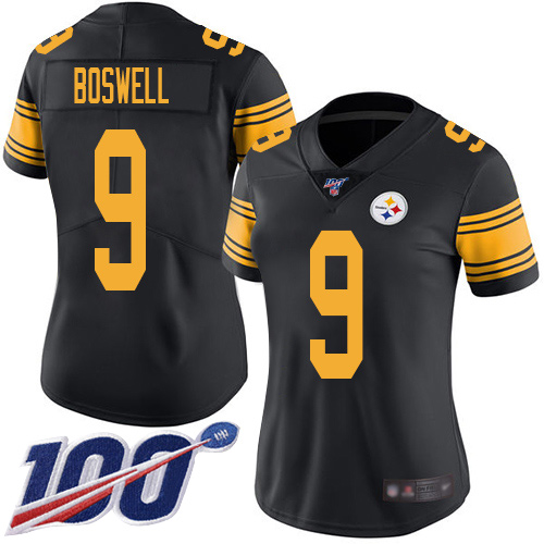 Women Pittsburgh Steelers Football #9 Limited Black Chris Boswell 100th Season Rush Vapor Untouchable Nike NFL Jersey